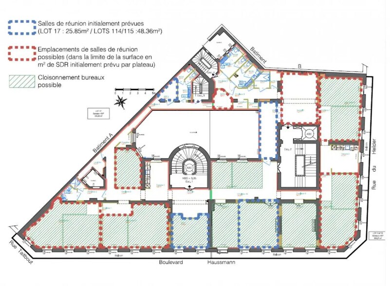 13 Bis Boulevard Haussmann, Paris à louer - Plan d’étage - Image 2 de 3