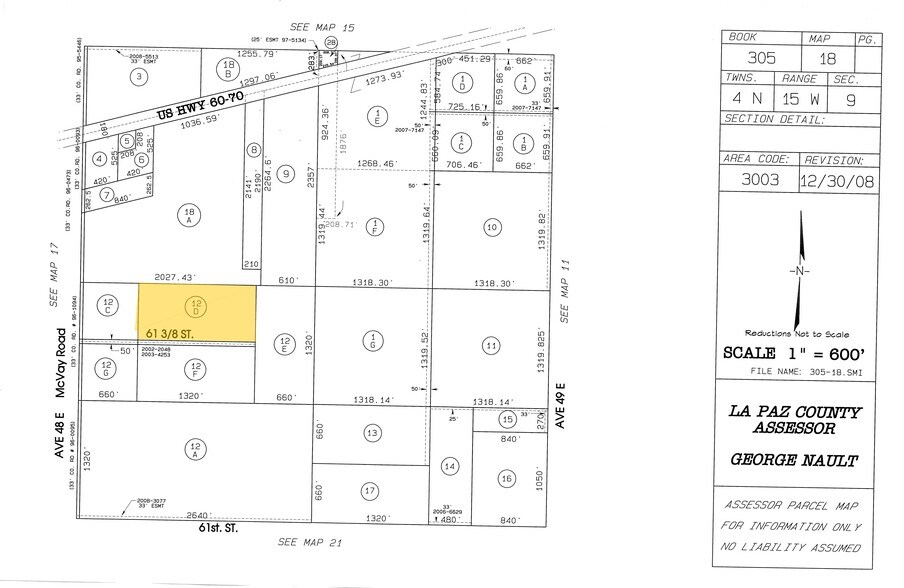US-60 & McVay Rd, Bouse, AZ à vendre - Plan cadastral - Image 2 de 2