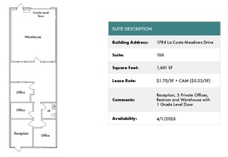 1780 La Costa Meadows Dr, San Marcos, CA for lease Floor Plan- Image 2 of 2