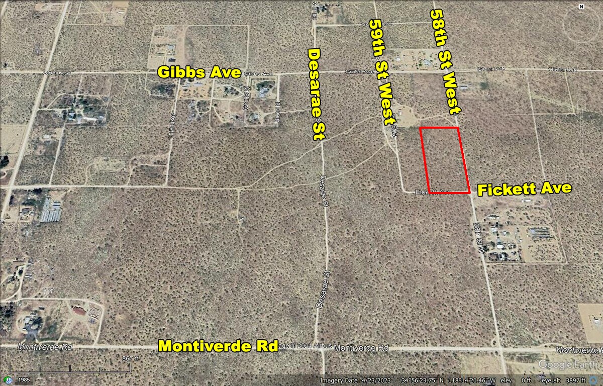 Fickett Ave & 58th St West, Mojave, CA for sale Aerial- Image 1 of 3