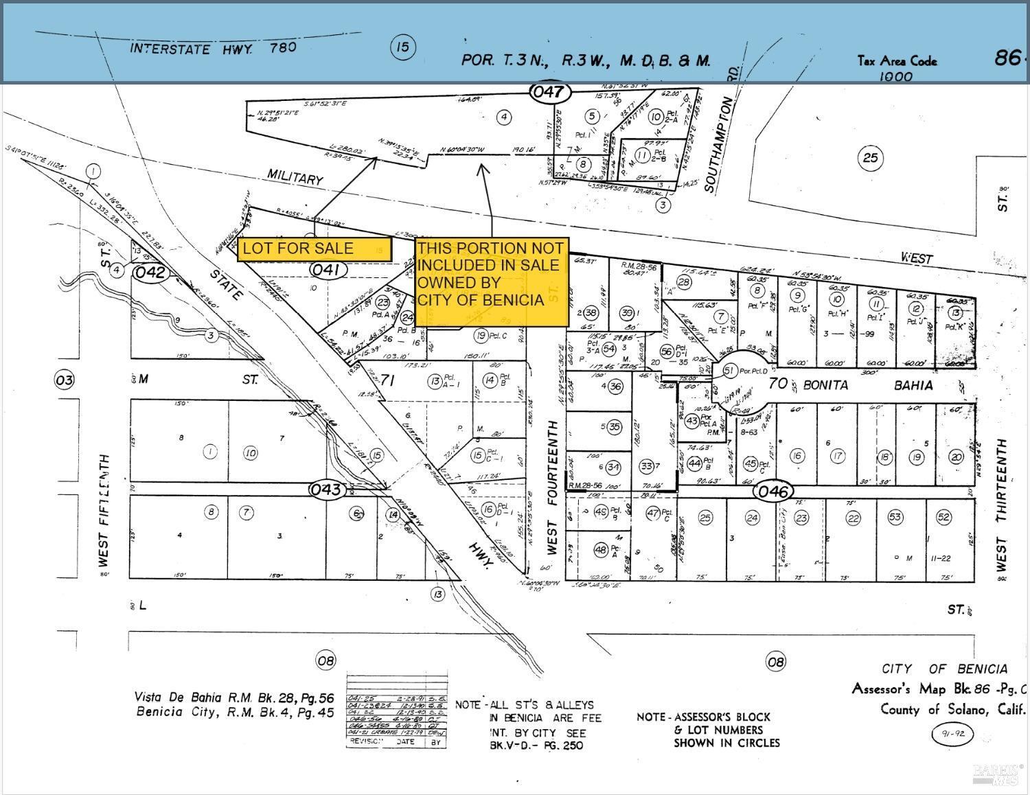 1400 Military w, Benicia, CA à vendre Plan cadastral- Image 1 de 4