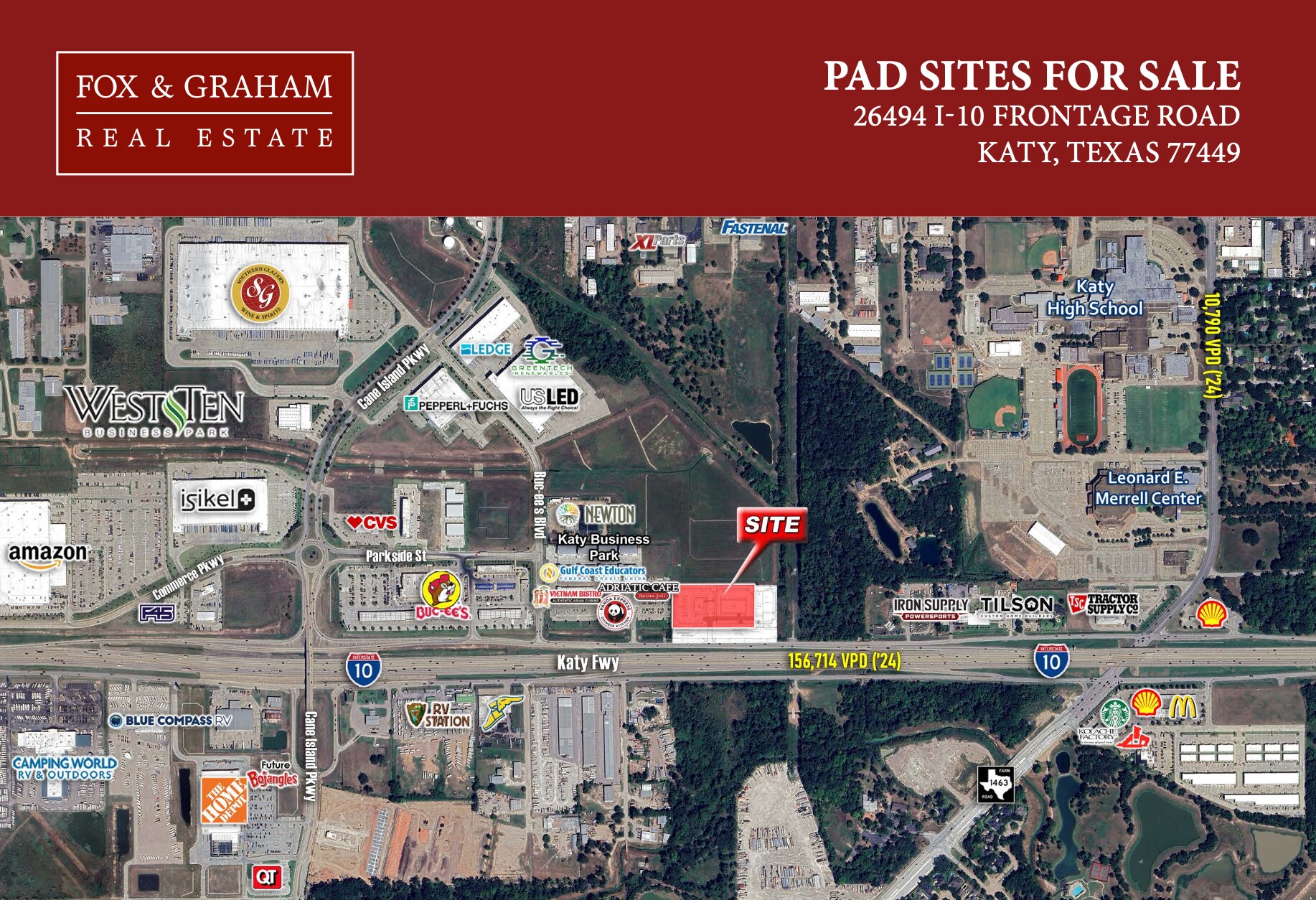 Katy Freeway & Cane Island, Katy, TX for sale Aerial- Image 1 of 5