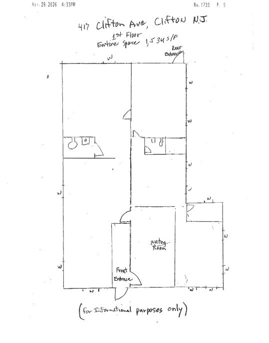 417 Clifton Ave, Clifton, NJ for lease Floor Plan- Image 1 of 2