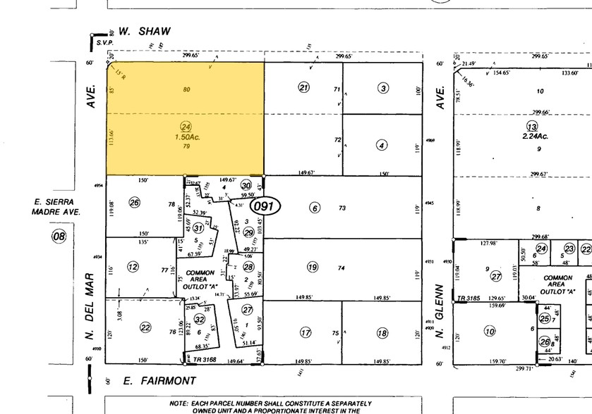 191 W Shaw Ave, Fresno, CA for lease - Plat Map - Image 3 of 12