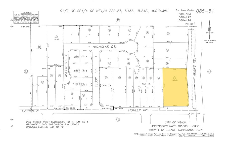 625-627 N Akers St, Visalia, CA for lease - Plat Map - Image 2 of 5