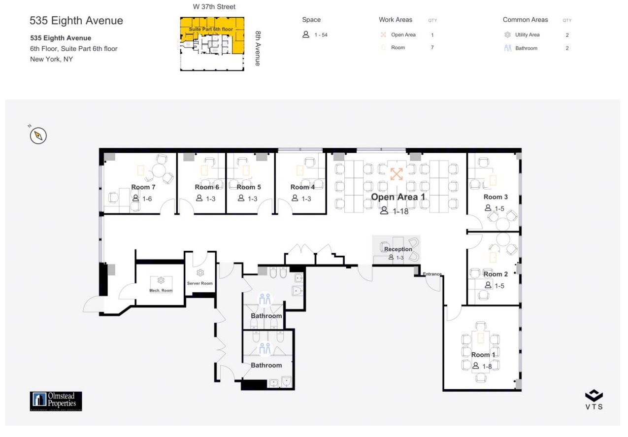 535 Eighth Ave, New York, NY à louer Plan d  tage- Image 1 de 4