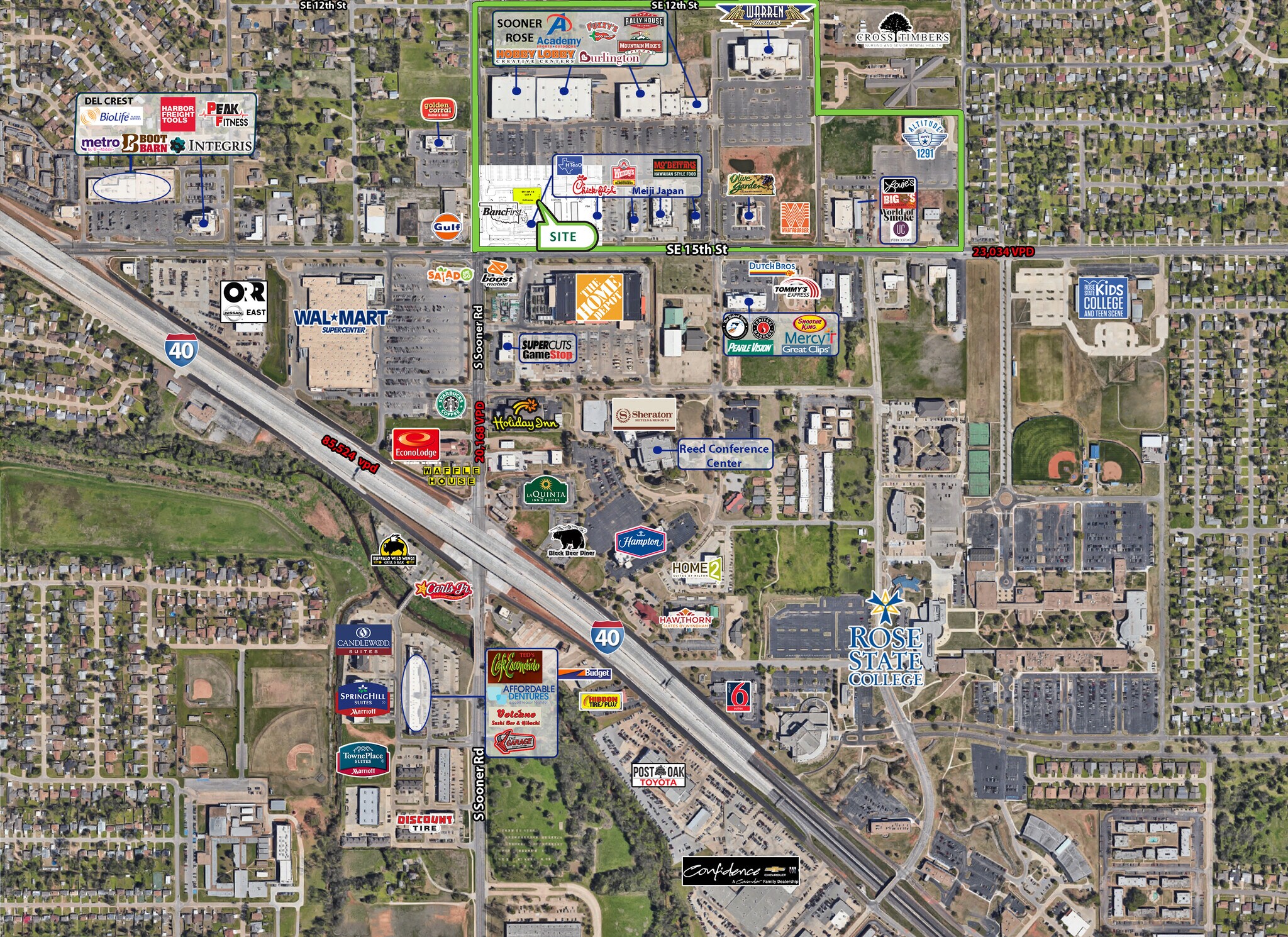 SE 15th St & S Sooner Rd, Oklahoma City, OK for lease Aerial- Image 1 of 3