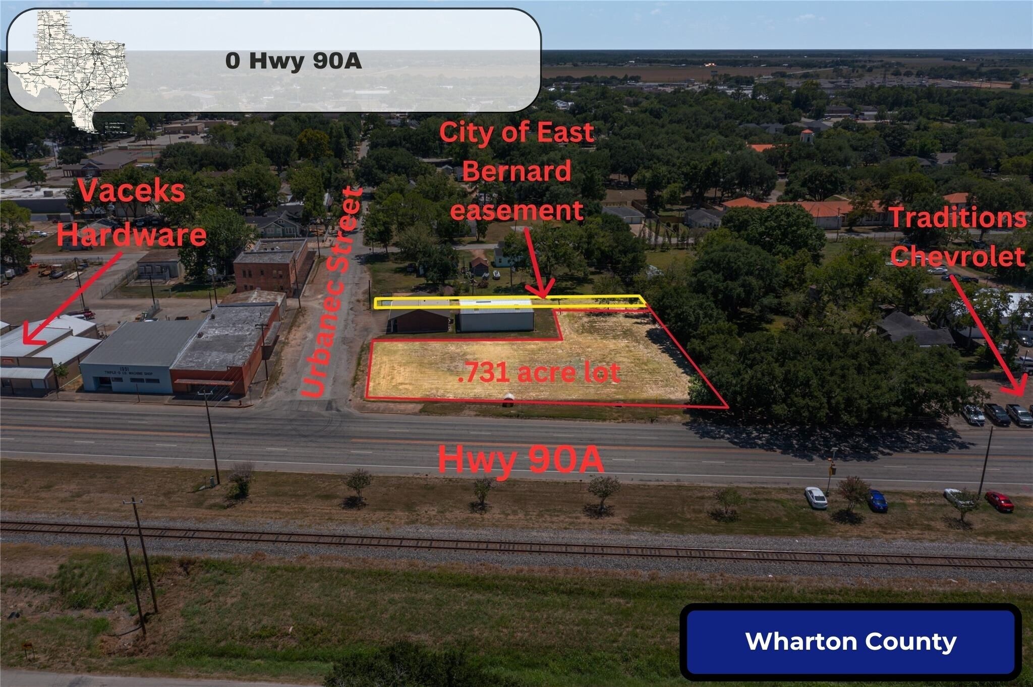802 Main Street, East Bernard, TX for sale Aerial- Image 1 of 12