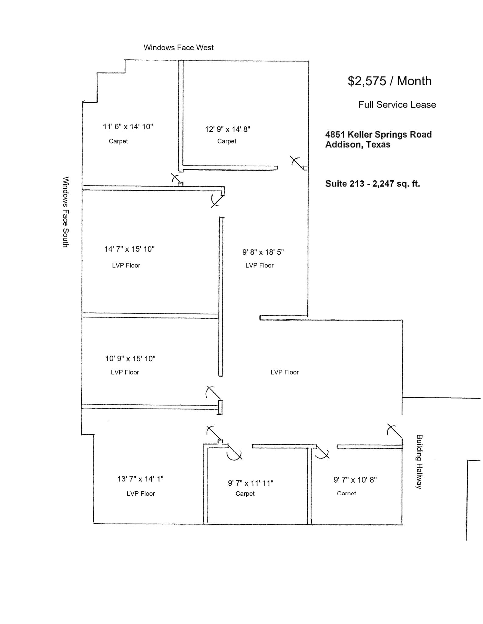 4851 Keller Springs Rd, Addison, TX à louer Plan d’étage- Image 1 de 1