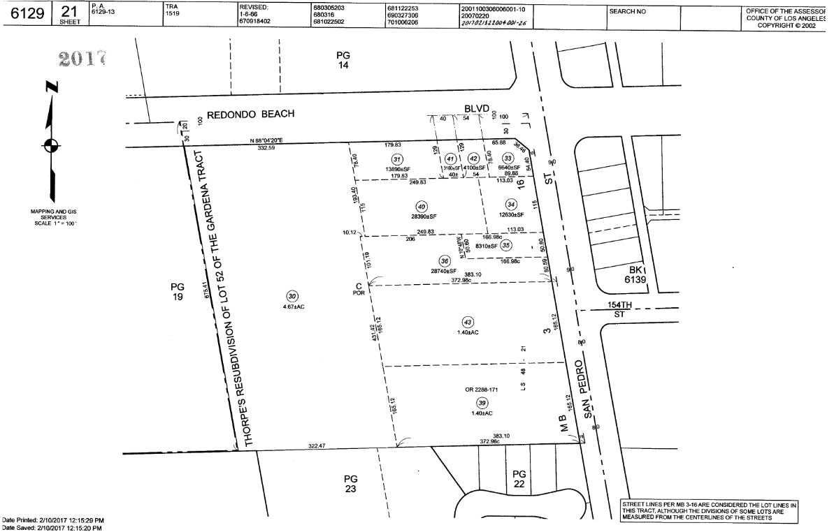 15401 S San Pedro St, Gardena, CA à vendre Plan cadastral- Image 1 de 1