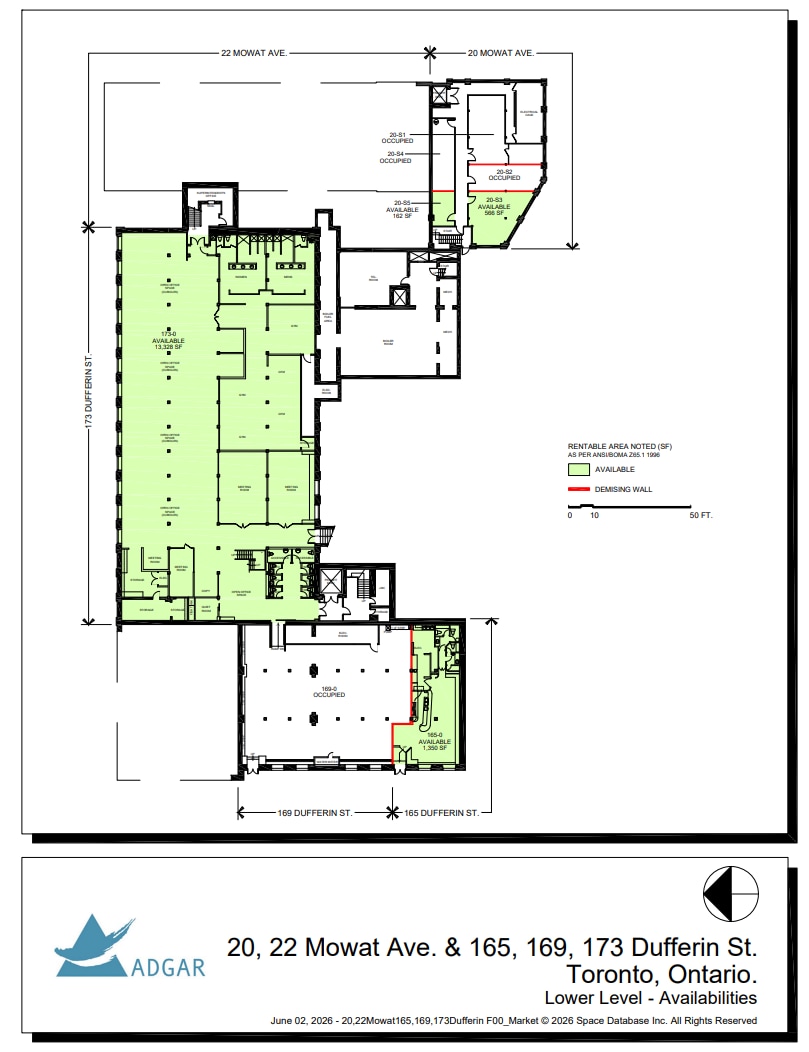 173 Dufferin St, Toronto, ON for lease Floor Plan- Image 1 of 1