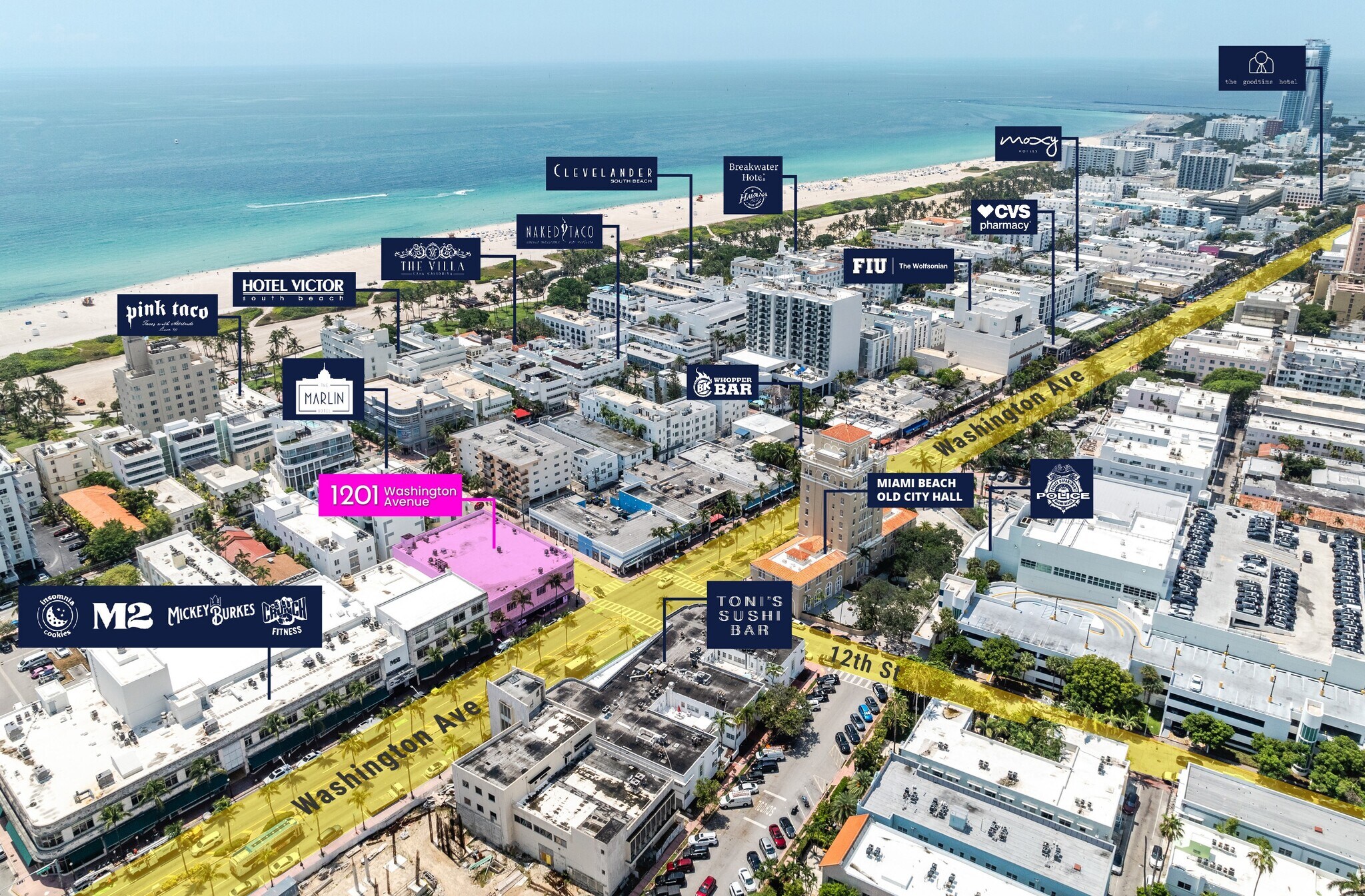 1201-1205 Washington Ave, Miami Beach, FL à louer Aérien- Image 1 de 3