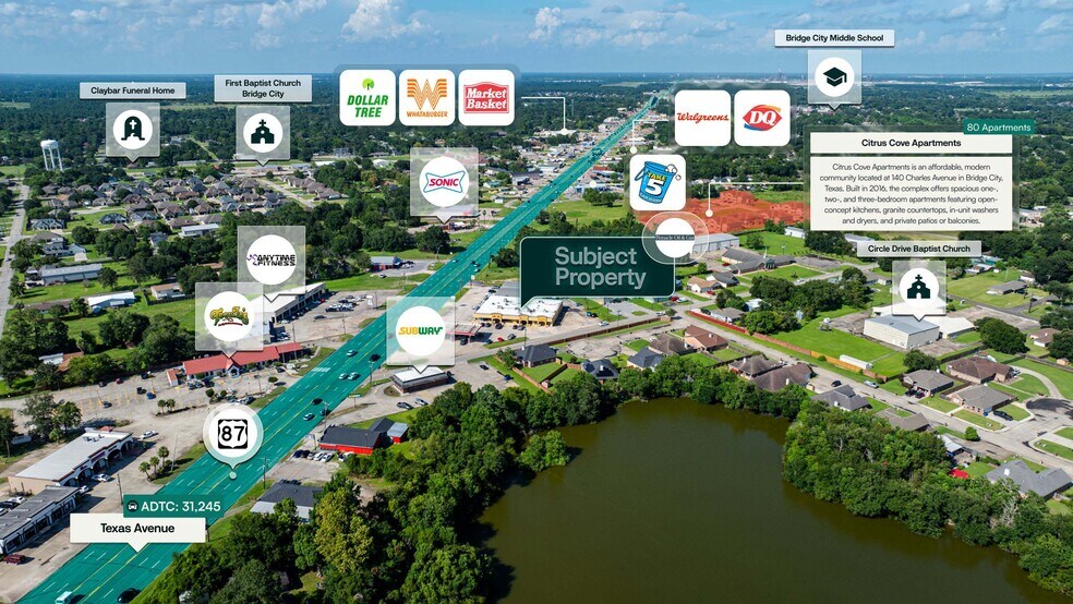 1150 Texas Ave, Bridge City, TX à vendre - Aérien - Image 2 de 2