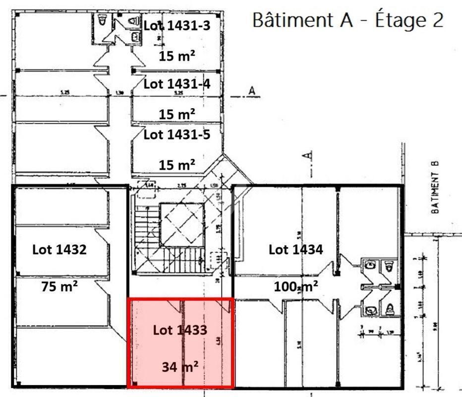 Bureau dans Lisses à louer Plan d’étage- Image 1 de 2