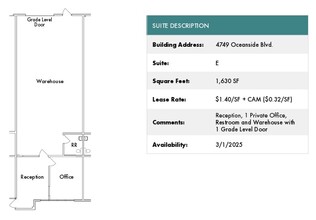 1818 Peacock Blvd, Oceanside, CA for lease Floor Plan- Image 1 of 1