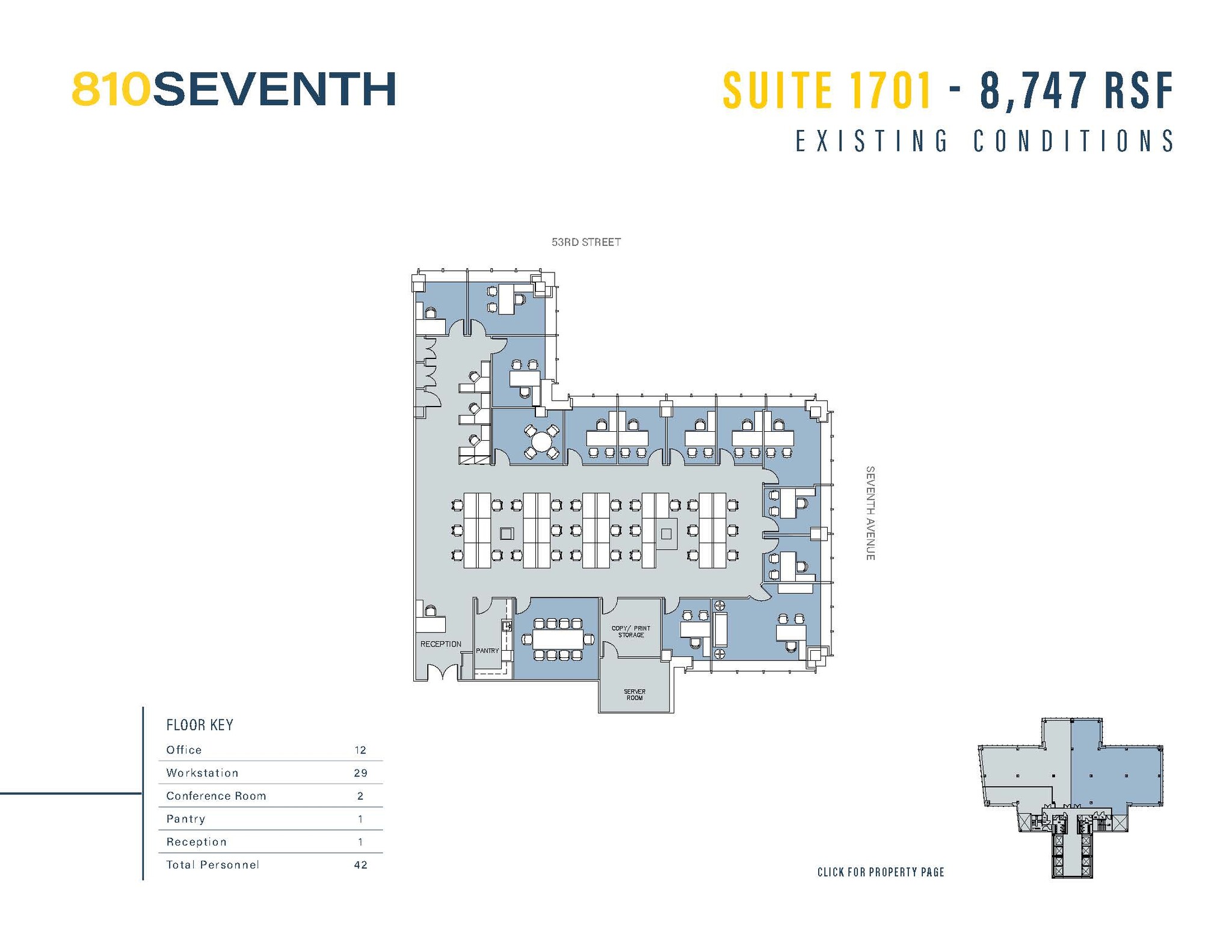 810 Seventh Ave, New York, NY à louer Plan d  tage- Image 1 de 1