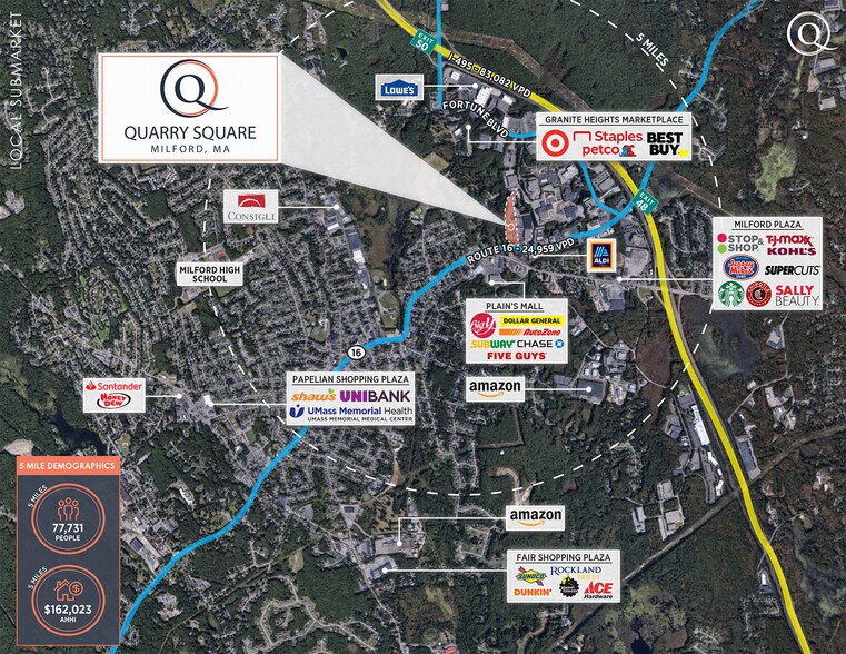 196 E Main St, Milford, MA for sale - Aerial - Image 3 of 8