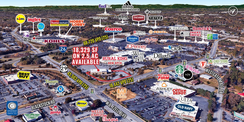 205 W Blackstock Rd, Spartanburg, SC à louer - Aérien - Image 2 de 4