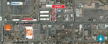 7007 W Colfax Ave, Denver, CO - Aérien Vue de la carte