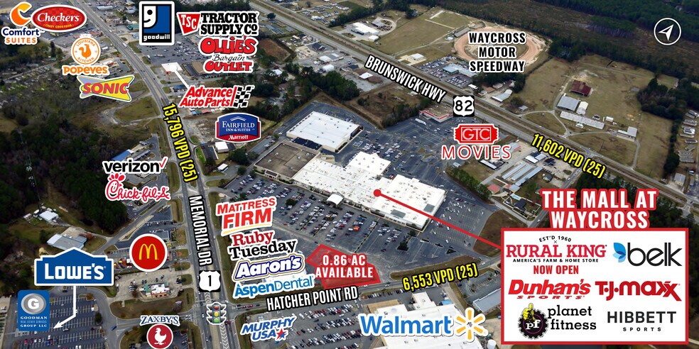 2215 Memorial Dr, Waycross, GA à louer - Aérien - Image 2 de 4