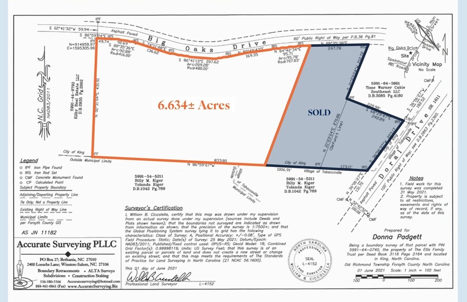 0 Big Oaks Dr, Tobaccoville, NC for sale - Plat Map - Image 2 of 2