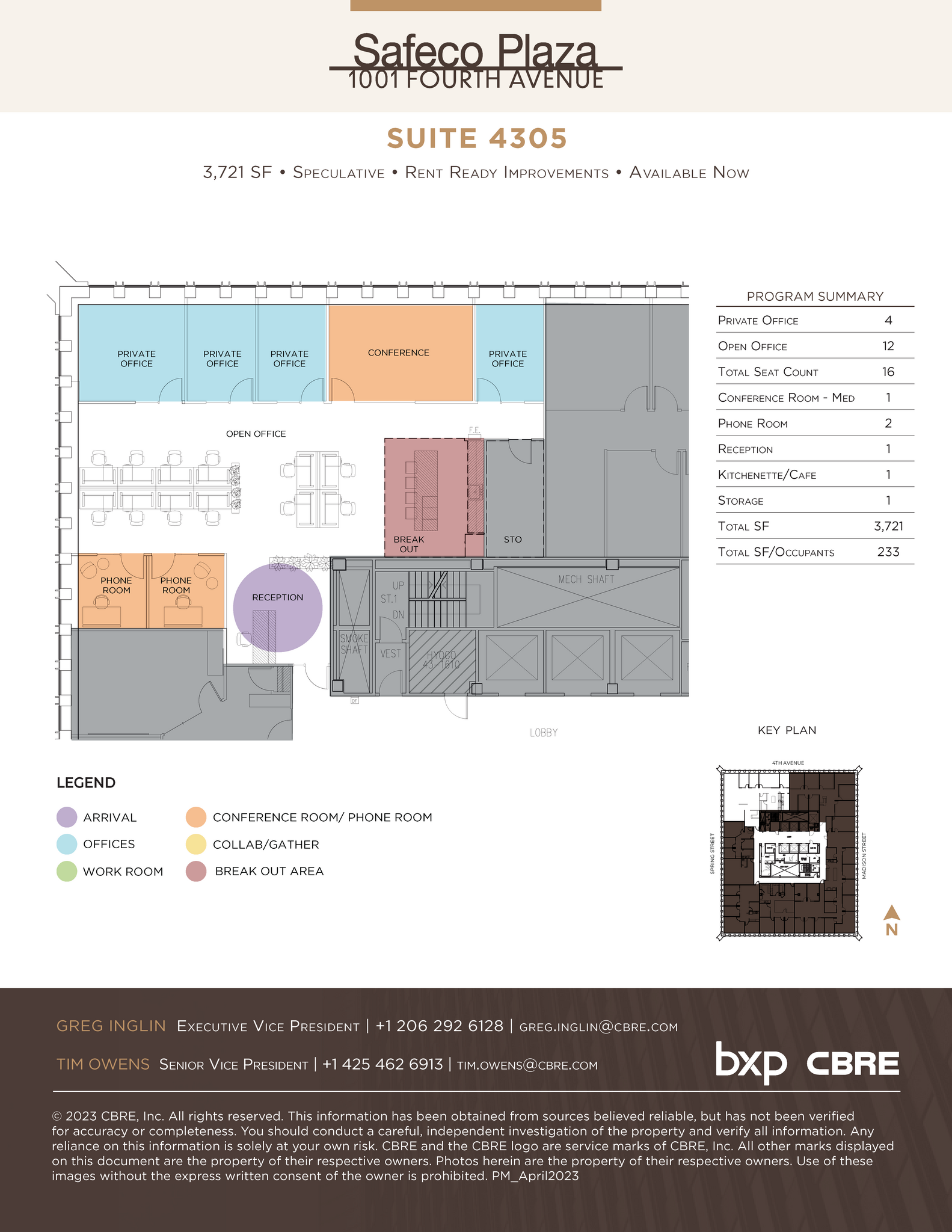 1001 4th Ave, Seattle, WA à louer Plan d  tage- Image 1 de 1