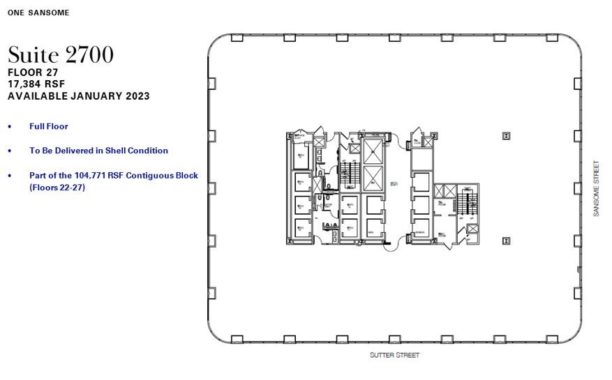 1 Sansome St, San Francisco, CA à louer Plan d’étage- Image 1 de 1