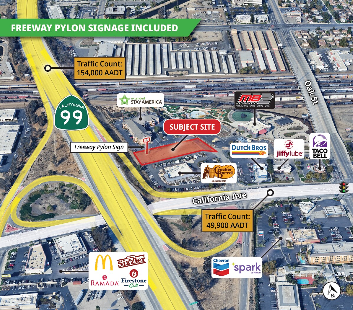 California Ave, Bakersfield, CA for lease Aerial- Image 1 of 3