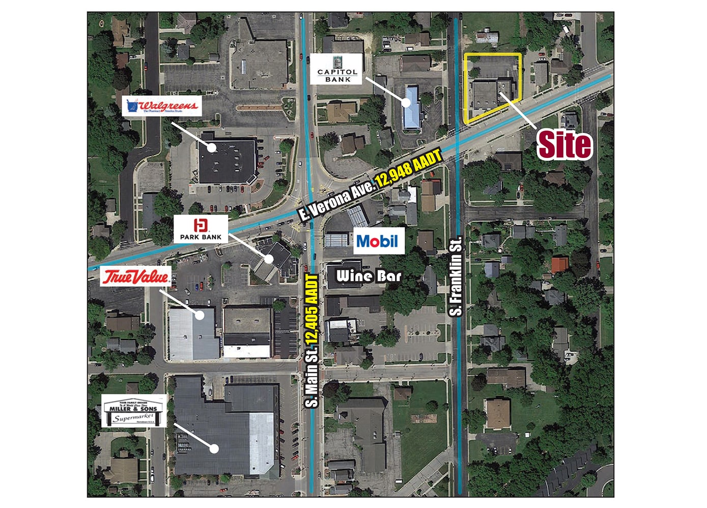 200-208 E Verona Ave, Verona, WI à louer Aérien- Image 1 de 2