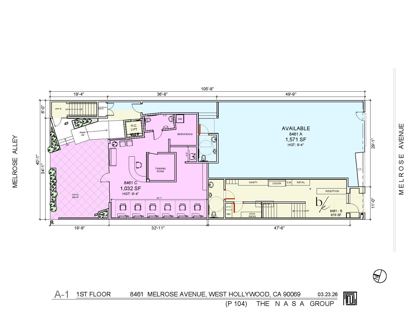 8461 Melrose Ave, West Hollywood, CA à louer Plan d’étage- Image 1 de 1
