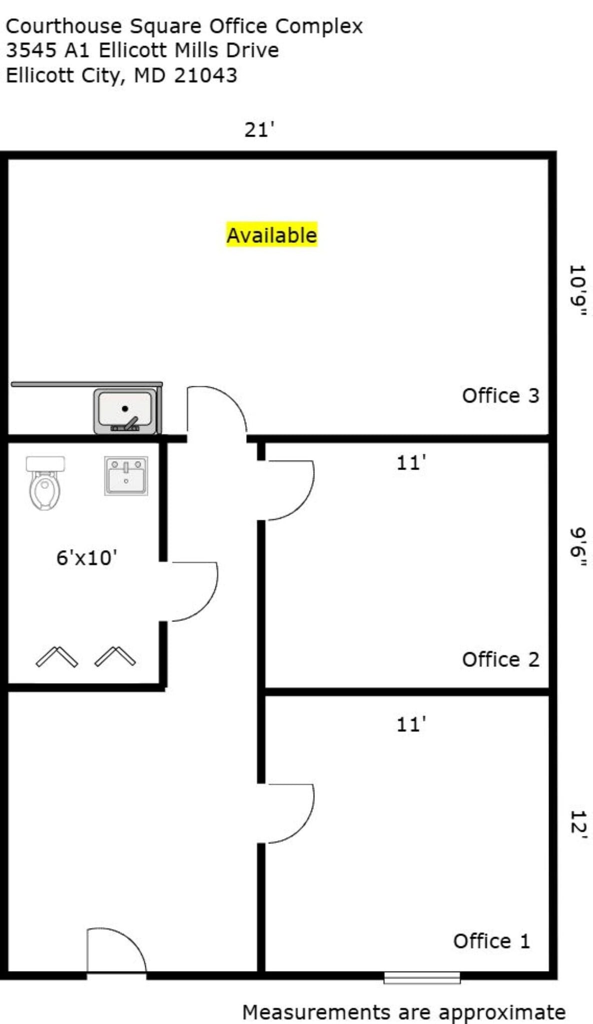 3545 Ellicott Mills Dr, Ellicott City, MD à louer Plan d’étage- Image 1 de 3