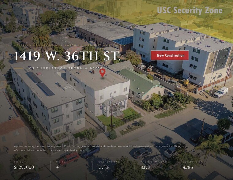 1419 W 36th St, Los Angeles, CA à vendre - Photo du bâtiment - Image 1 de 11