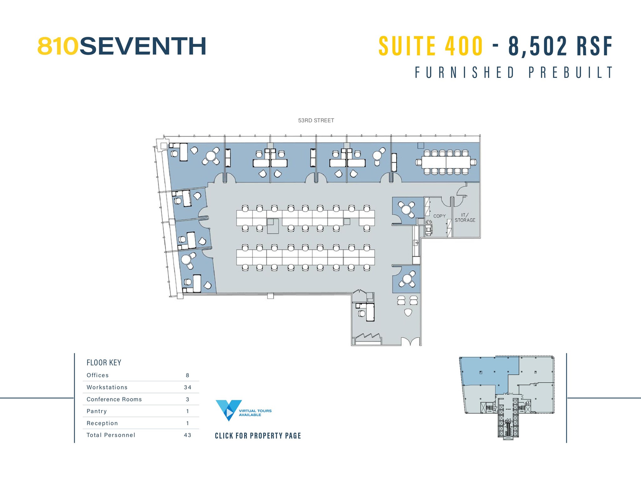 810 Seventh Ave, New York, NY à louer Plan d  tage- Image 1 de 1