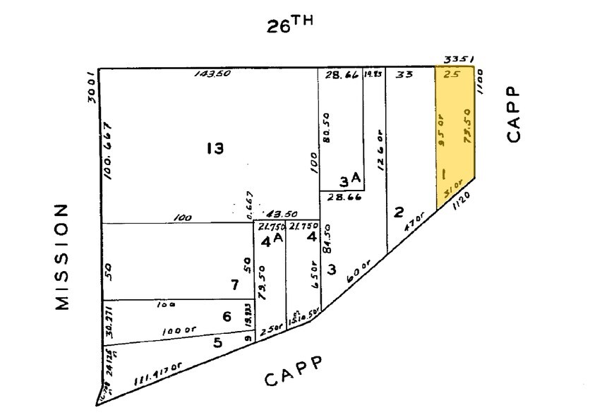 3353 26th St, San Francisco, CA à louer - Plan cadastral - Image 2 de 2