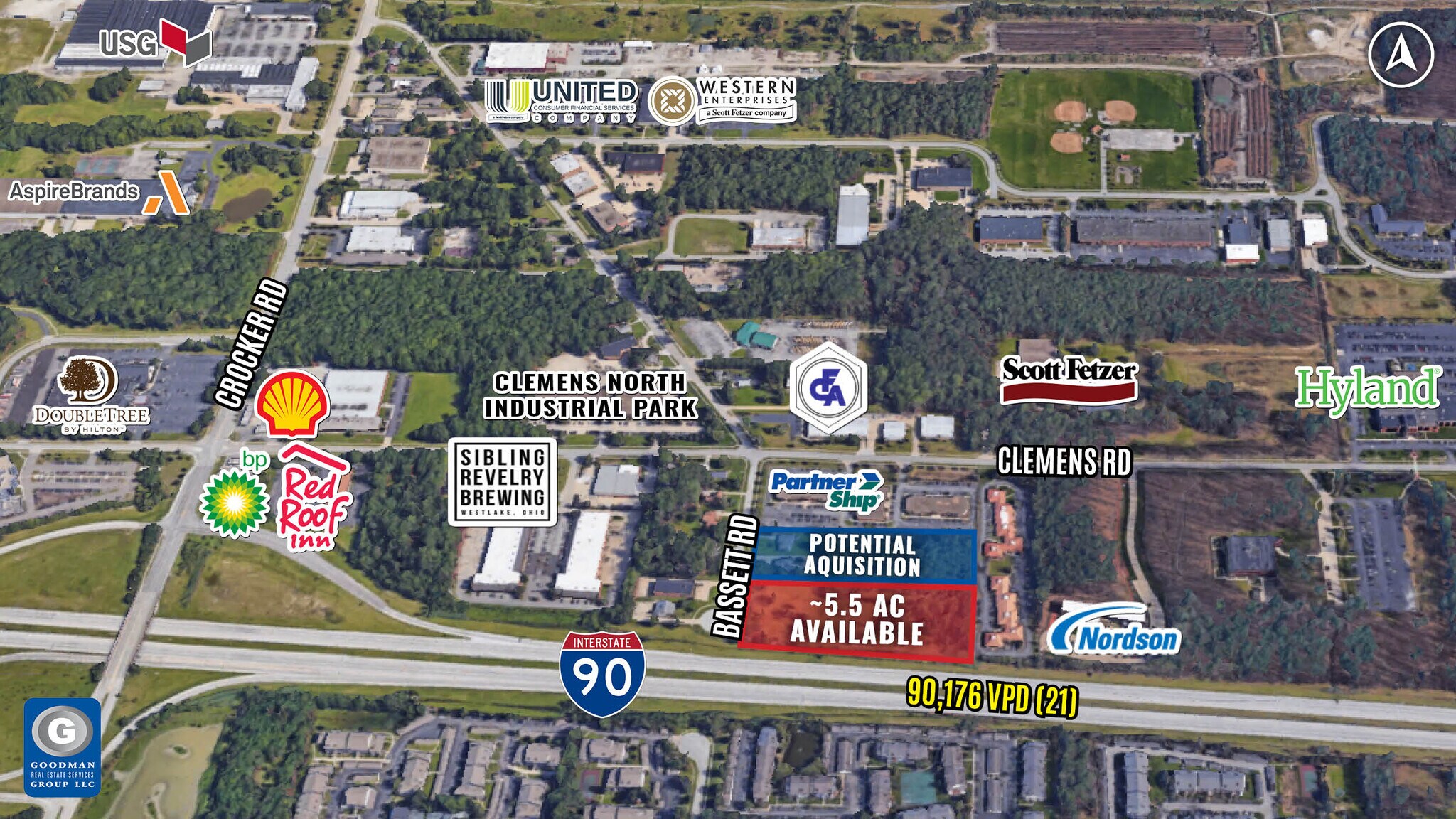 1295 Bassett Rd, Westlake, OH for sale Aerial- Image 1 of 3