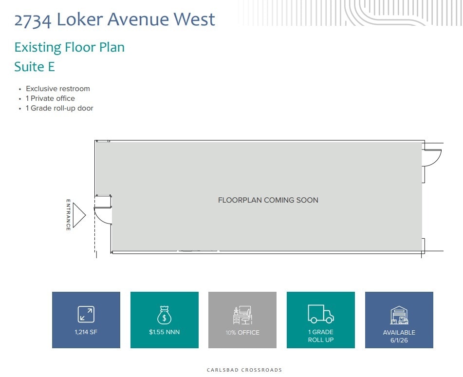 2720 Loker Ave W, Carlsbad, CA à louer Plan d’étage- Image 1 de 1