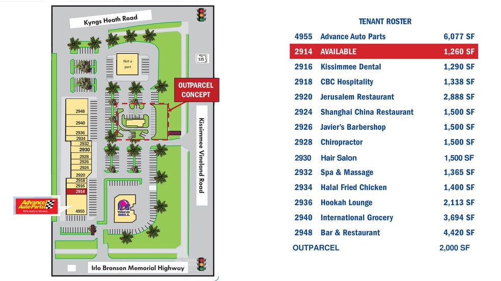 4955 W Irlo Bronson Memorial Hwy, Kissimmee, FL à louer - Plan de site - Image 3 de 4