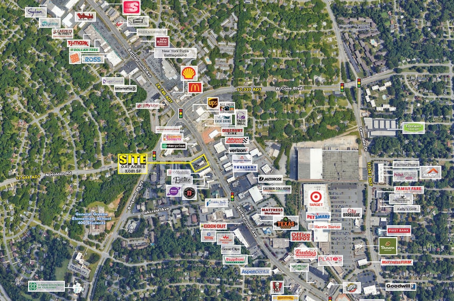 2517 Battleground Ave, Greensboro, NC for lease - Aerial - Image 2 of 6