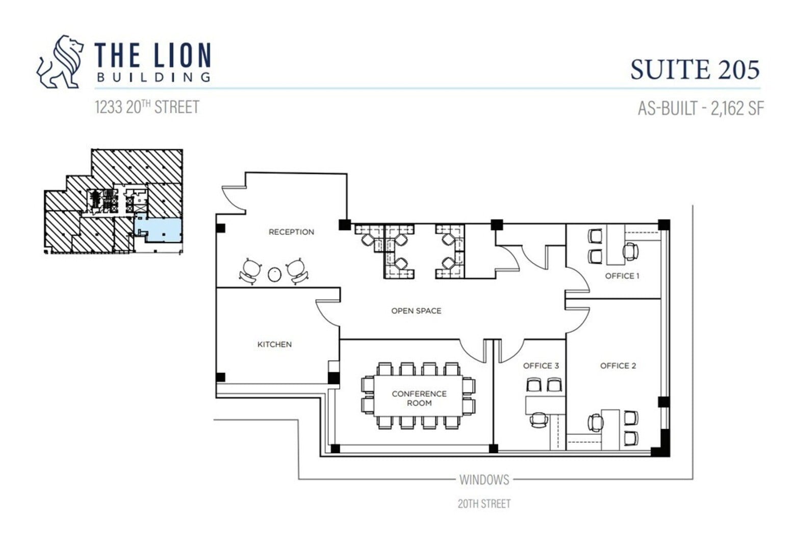 1233 20th St NW, Washington, DC à louer Plan d’étage- Image 1 de 1