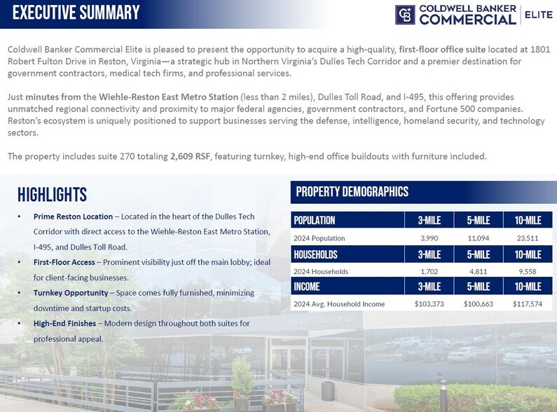 1801 Robert Fulton Dr, Reston, VA à vendre - Photo du bâtiment - Image 2 de 8