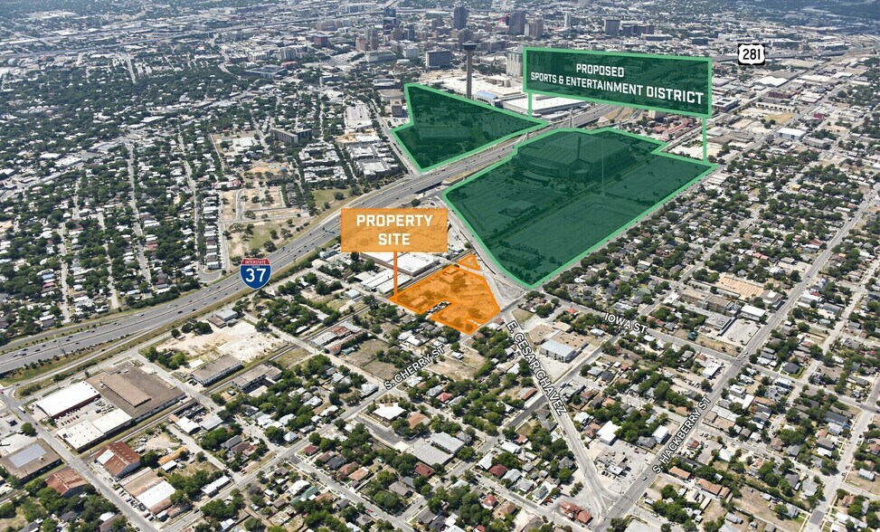 1206 Cesar Chavez Blvd, San Antonio, TX à vendre - Aérien - Image 3 de 9