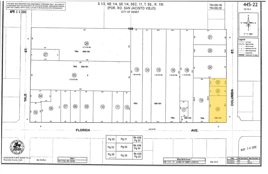 E Florida Ave, Hemet, CA à vendre - Plan cadastral - Image 2 de 2