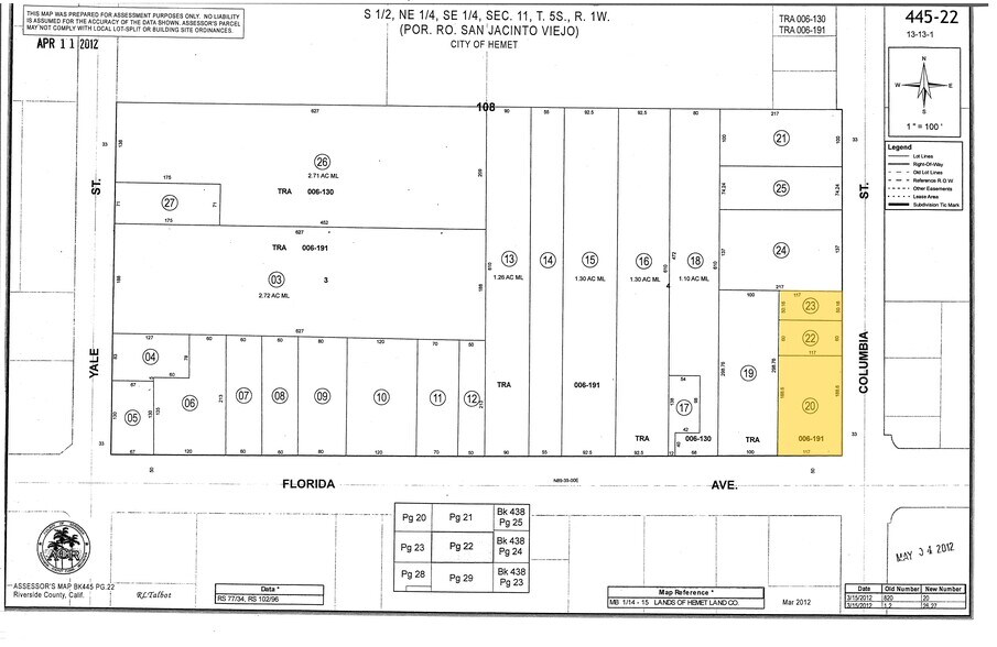 E Florida & Columbia St, Hemet, CA à vendre - Plan cadastral - Image 2 de 2