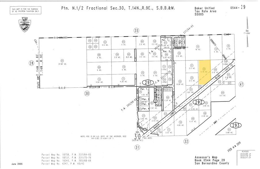 Baker Blvd, Baker, CA à vendre - Plan cadastral - Image 1 de 1