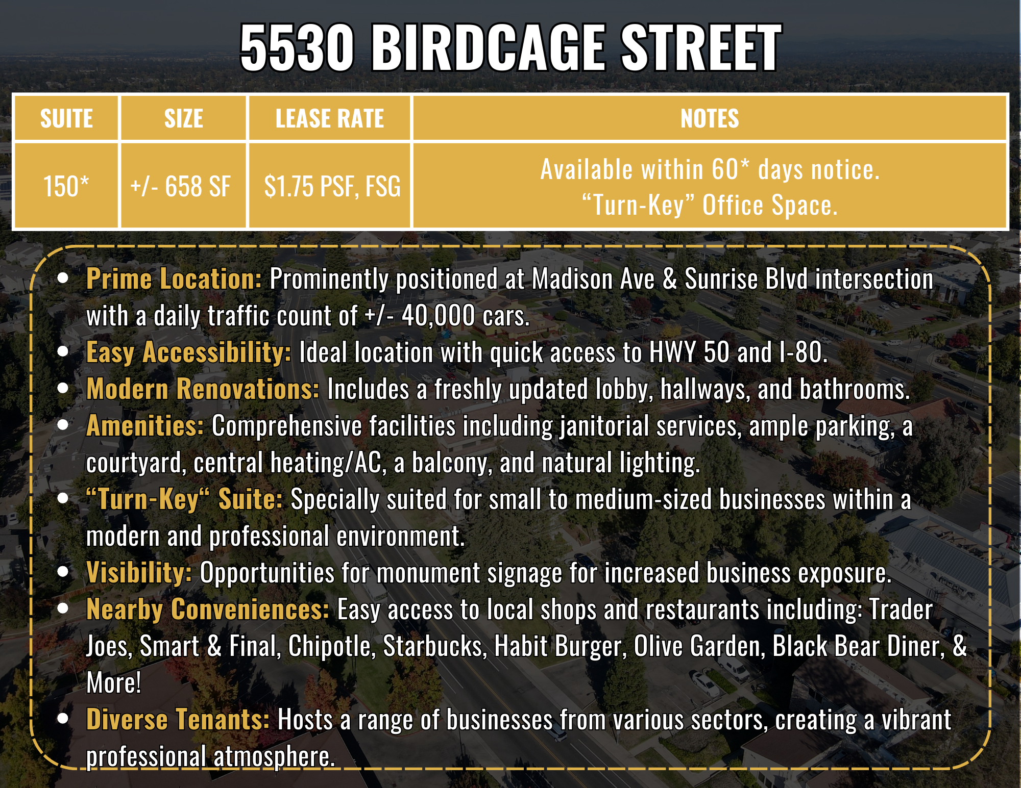 5530 Birdcage St, Citrus Heights, CA à louer Photo du b timent- Image 1 de 2