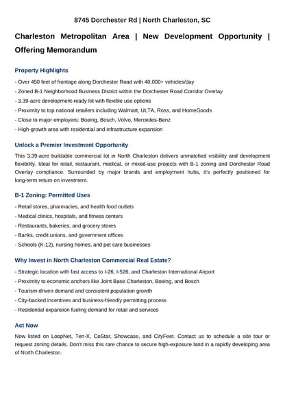 8745 Dorchester Road, North Charleston, SC à vendre - Autre - Image 2 de 4