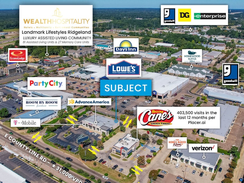 920 E County Line Rd, Ridgeland, MS à louer - Photo du bâtiment - Image 2 de 6