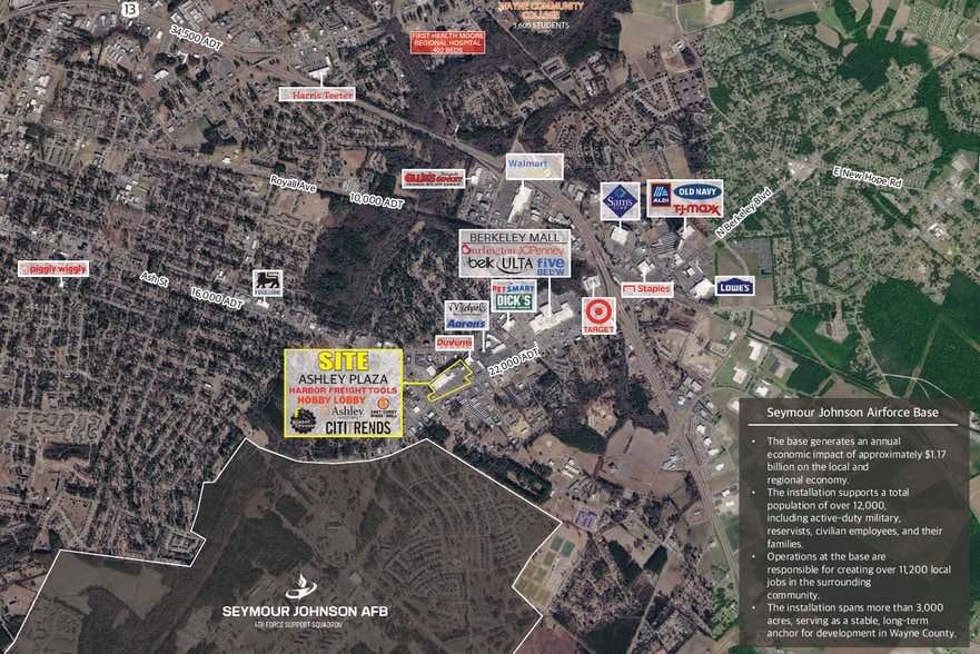 201-223 N Berkeley Blvd, Goldsboro, NC for lease - Aerial - Image 1 of 5
