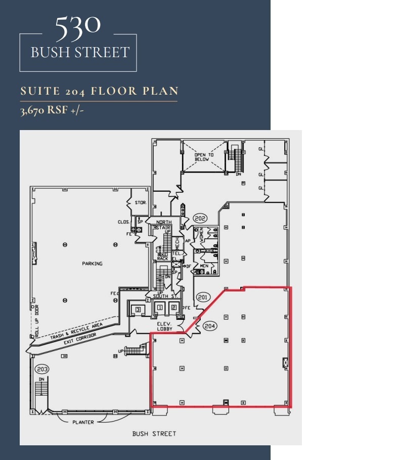 530 Bush St, San Francisco, CA à louer Plan d’étage- Image 1 de 1
