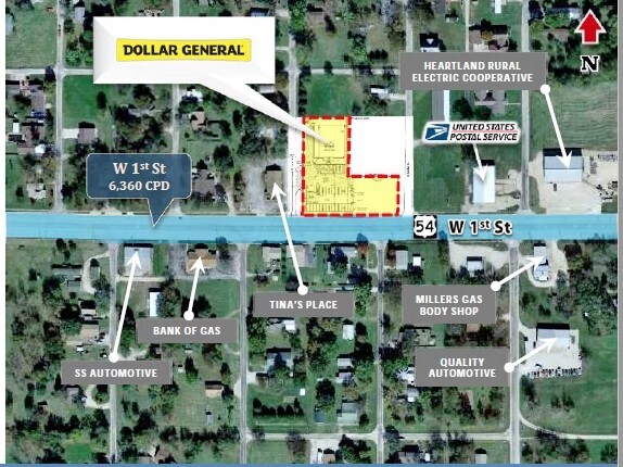222 W 1st St, Gas, KS à vendre - Aérien - Image 2 de 6